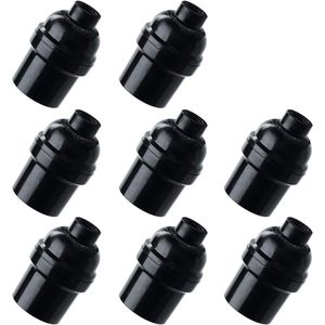 Set di 8 Portalampade Neri Stile Edison Retrò, Attacco E26/E27, Potenza Massima 25W, Base per Lampade in Plastica con Innesto a Vite Standard - Product Image 1