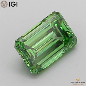เพชร CVD ที่ได้รับการรับรองจาก IGI น้ำหนัก 1.50 กะรัต สีเขียวแฟนซีสดใส ความสะอาดระดับ VVS2 ทรงมรกต สำหรับแหวนโอกาสพิเศษ - Product Image 5