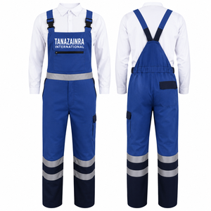 Custom Hi Vis Reflective Bib Pants <b>Waterproof</b> Breathable Ripstop Safety Bib <b>Overall</b> Unisex PU Coated Cotton Workwear Bib Brace - Product Image 1