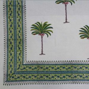 European Linen Beige Plant Printed Rectangle 4-6 Seater Tablecloth 150x220cms <b>Table</b> <b>Cover</b> for Home Dining at Wholesale Price - Product Image 5