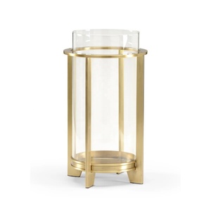 Hot sell Brass and <b>Glass</b> <b>Hurricane</b> <b>Candle</b> <b>Holder</b> Modern Gold Finish Sturdy Design Perfect for Home and Event Decor - Product Image 1