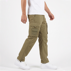 Wholesale Custom Men Zipper Fly <b>Elastic</b> <b>Waist</b> <b>Cargo</b> <b>Pants</b> Casual Multi Pocket Straight Leg Jogger Trousers for Men - Product Image 4