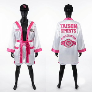 เสื้อคลุมฝึกซ้อมมวย MMA แบบยูนิเซ็กซ์ หนังแท้ ดีไซน์ผ้าซาตินพรีเมียม ระบายความชื้น ปักลาย พร้อมรับผลิตแบรนด์ส่วนตัว - Product Image 1