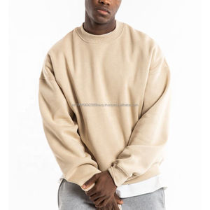 Diseña tu propia sudadera de alta calidad 100% algodón liso para hombre, sudadera de gran tamaño con cuello redondo personalizada al por mayor - Product Image 1