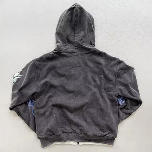 โรงงานผู้ผลิต OEM ที่ดีที่สุด ราคาขายส่ง เสื้อฮู้ดดี้วินเทจสีดำฟอกกรดสำหรับผู้ชาย เสื้อฮู้ดดี้ฟอกกรดแบบกำหนดเอง รับผลิตเสื้อฮู้ดดี้ตามสั่ง - Product Image 2