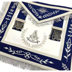 High Quality Customized Masonic <b>Aprons</b> Master Blue Lodge Embroidery Crafts Royal Blue <b>White</b> Silver Embroidery Needlework - Product Image 4