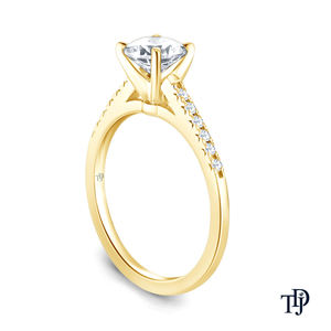 Anillo de Compromiso de Oro de 10K con Engaste Catedral Atemporal, Detalles de Diamantes Pavé Brillantes y Diamante Central Cultivado en Laboratorio - Product Image 5