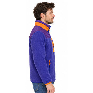 Chaqueta de Forro Polar para Hombre, Color Morado y Naranja, con Cuello Alto y Cierre de Cremallera, Estilo Casual para Otoño - Product Image 4
