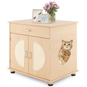 Caja de arena para gatos con puertas rascadoras de sisal y accesorio de almacenamiento - Product Image 3