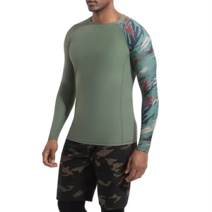 Men <b>Long</b> <b>Sleeve</b> Rash Guard Shirt UPF 50+ Quick Dry Breathable Compression <b>Base</b> <b>Layer</b> Polyester Spandex Gym Swimming Surfing - Product Image 1