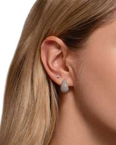Diamond Cloud Earrings Pave Set Friction back Dainty Minimalist Everyday Wear Tiny Wedding Statement <b>Studs</b> 14K 18K Solid Gold - Product Image 5