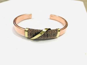 <b>Copper</b> Alloy Open Cuff Bangle Braided Chain <b>Bracelet</b> Platinum Plated Women Gift Jewelry - Product Image 2