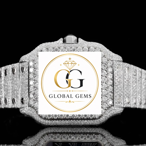 High Quality Iced Out Moissanite Diamond Watch Featuring Ruber Strap Dial For Events Available at Affordable Price from India - Product Image 5