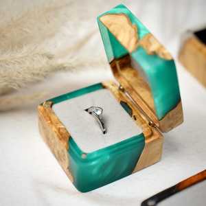 Boîte à bijoux en bois et résine, boîte à bagues, boîte à artisanat, boîte intérieure en résine époxy, fabrication sur mesure, meilleures ventes - Product Image 4