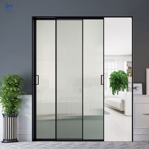 Ẩn theo dõi nội thất nhôm cửa trượt không Khung kính phân vùng hệ thống mà không cần sàn đường sắt - Product Image 3