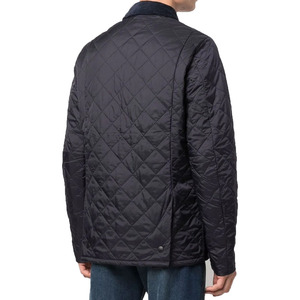 Men's Navy Hooded <b>Quilted</b> Jacket with Zipper Closure Waterproof Windproof Casual <b>Winter</b> Wear - Product Image 3