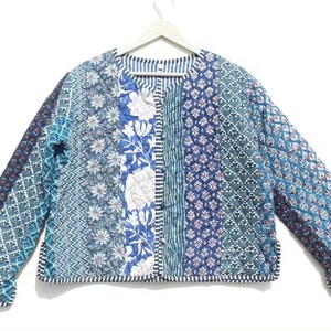 Nueva llegada chaqueta acolchada India algodón Cote indio hecho a mano parche trabajo Boho manga larga otoño ecológico a prueba de viento para - Product Image 1