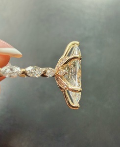 3.5 Carat Marquise Lab grown <b>Diamond</b> Engagement <b>Ring</b>, Pave Band 14k Yellow Gold <b>Ring</b>, Igi Certified. - Product Image 2