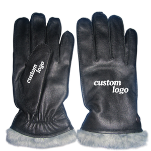 Gants d'hiver pour hommes en cuir de mouton véritable, doublés polaire, avec logo personnalisé, vente en gros du fabricant, gants de mode élégants - Product Image 1