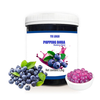 Premium Blueberry Boba Popping Pearls Bubble Tea Topping, klaar om te eten, 12 maanden houdbaar, op kamertemperatuur bewaren, 1,2 kg pot, groothandel