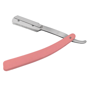 Navaja de Afeitar Recta Rosa de Acero Inoxidable Plegable con 11 Cuchillas de Doble Filo, Kit Profesional de Herramientas de Aseo - Product Image 1