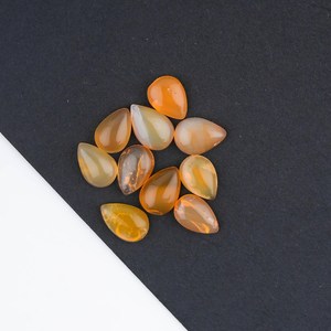 Opale de feu mexicaine minimaliste, pierre précieuse lisse, cabochon ovale taillé de 7-9 mm, opale de feu en vrac, 10 cabochons de pierres précieuses pour la fabrication de bijoux - Product Image 4