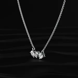Three Stone <b>Necklace</b> Lab Created White Gold <b>D</b>-E Color VVS-VS Diamond <b>Necklace</b> with IGI Certified Royal Style <b>Necklace</b> from India - Product Image 2