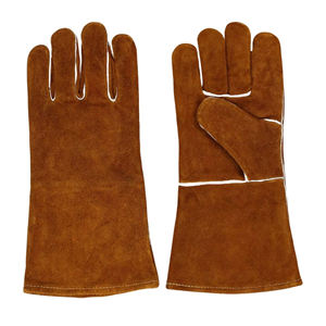 Guantes de soldadura Tig Mig de cuero retro marrón al por mayor, guantes de invierno de cuero de vaca de primera calidad para chimenea, fabricados en fábrica. - Product Image 1