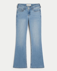 Jean en denim coupe bootcut taille mi-haute pour femme, délavé, style vintage, décontracté, longueur intégrale, 100 % coton, tissu respirant - Product Image 5