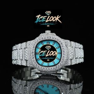 นาฬิกาข้อมือผู้ชาย ICELOOK รุ่นหรูหรา ตัวเรือนสแตนเลสสตีล ขนาด 30 มม. หน้าปัดทรงสี่เหลี่ยม แสดงเวลาแบบอนาล็อก ควอตซ์ ประดับเพชร หน้าปัดสีน้ำเงิน รุ่นลิมิเต็ดอิดิชั่น เรืองแสง พร้อมแสดงวันที่ - Product Image 1