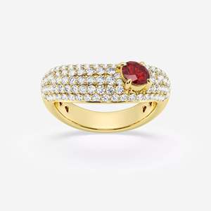 Sapphire Cocktail Ring Pave Setting Round Brilliant Cut Diamonds Women's Luxury Engagement Jewelry - Product Image 5