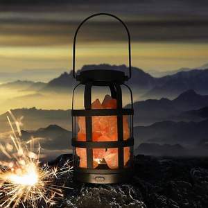Lámpara de Sal Rosa del Himalaya con 5 Bombillas LED, Cable de Alimentación USB y Cesta Metálica con Asa, Lámpara de Sal USB Decorativa con Luz Nocturna - Product Image 3