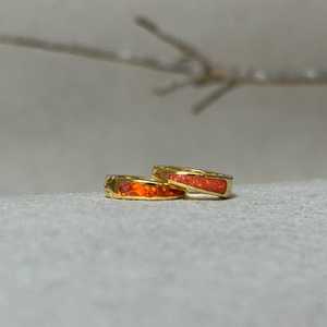 Fire Opal Hoop Earrings 925 Sterling <b>Silver</b> 14K Gold Plated <b>Huggies</b> October Birthstone Jewelry Gift For Her - Product Image 6