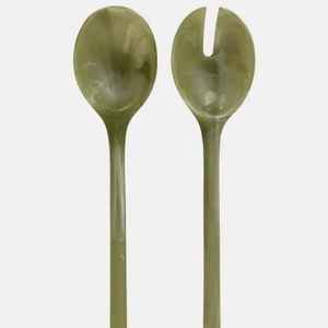 Beige Marbled Resin <b>Salad</b> <b>Spoon</b> and Fork Set Handmade Acrylic Utensils Elegant Cutlery Modern Tableware Dining Serving Wedding - Product Image 5