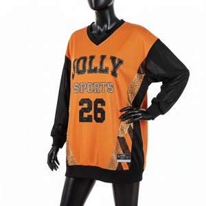 Women Basketball Jersey GSM Breathable Polyester Mesh <b>Black</b> Panel <b>Long</b> <b>Sleeve</b> Heat Transfer Logo Basketball Jersey Breathable - Product Image 4