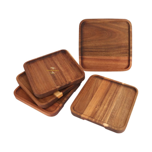 Plateau carré en bois écologique avec finition naturelle pour le service et la décoration de la maison - Product Image 1