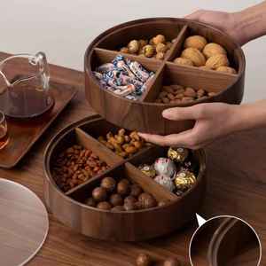 Eco-Friendly Polished Round Wooden Party Snack Dried Fruit Storage <b>Box</b> with Lid Compartment - Product Image 2