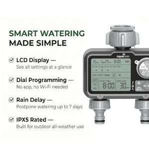 Garden Water <b>Timer</b> LCD Dual Outlet Durable Plastic Delay Feature Outdoor Irrigation Controller - Product Image 4