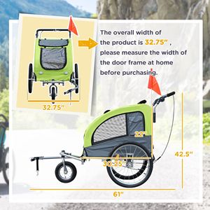 Rimorchio per Bicicletta 2 in 1 per Cani, Grande Passeggino per Animali Domestici da Esterno con Tettuccio e Tasche Portaoggetti, Compatibile con Biciclette a 3 Ruote in Alluminio, Massima Capacità di Carico - Product Image 3