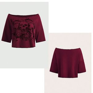 Custom Women Skull Graphic Crop T Shirt Vintage Gothic Oversized Casual Streetwear Summer Tee OEM ODM Wholesale <b>Top</b> Fit - Product Image 1