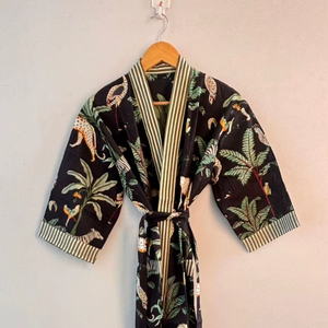 Robe longue en coton pour femme, en coton doux, style kimono, légère, pour la nuit et la détente, idéale pour un usage quotidien - Product Image 1