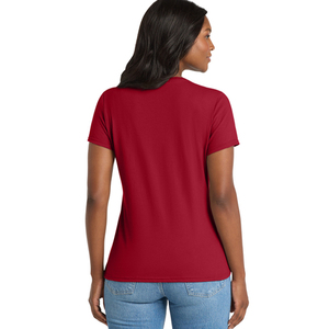 T-shirt décontracté professionnel pour femme à col en V, en mélange de coton doux, à manches courtes, personnalisable, vente en gros - Product Image 6