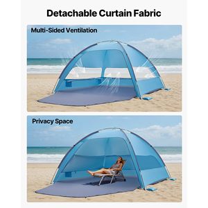 Tenda da Spiaggia per 6 Persone con Protezione UPF 50+, Gazebo Portatile, Borsa per il Trasporto, Tasche per la Sabbia e Pronta all'Uso Estivo - Product Image 3
