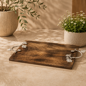 Contemporary <b>metal</b> Serving Tray With solid Base Elegant Rectangular Design Ideal For Dining Table And Home Decoration - Product Image 5