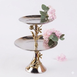 Soporte de Pastel de 2 Niveles de Metal Dorado de Diseño Moderno, Plato para Postres, para Chocolates y Dulces de Lujo, Bandeja para Servir en Eventos, Precio Bajo - Product Image 2