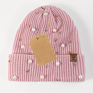 <b>Warm</b> Fleece Lined Knitted Beanie <b>Hat</b> for Winter Custom Embroidery Cuffed Beanie <b>Hat</b> Private Label - Product Image 5