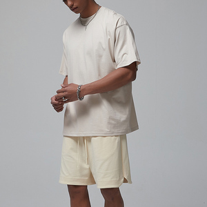 Camiseta de Hombre 2024 Personalizada, Manga Corta, 100% Algodón, Hombros Caídos, Color Sólido, Estilo Urbano, Estampado, 220g, Tejido de Punto - Product Image 3