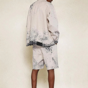Men's Oversized <b>Spray</b> Printed Cotton Shirt And Shorts Set Casual Summer Wear Turn-down Collar Woven <b>Fabric</b> - Product Image 2