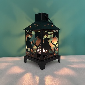 Artisan Design Halloween Iron <b>Lantern</b> with <b>Black</b> Finish Decorative for Parties Model L652 - Product Image 1