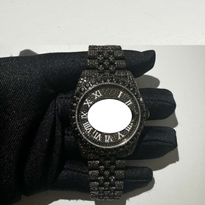 NYC DIAMOND EMPIRE Reloj mecánico automático de acero inoxidable para hombre, de lujo, vintage, negro, con diamantes de moissanita y caja redonda - Product Image 6
